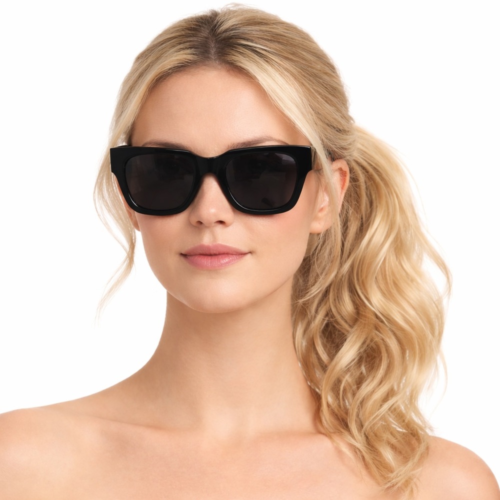 I-SEA Jolene Sunglasses Polarized Black Frame Smoke Lenses 100% UV Protection